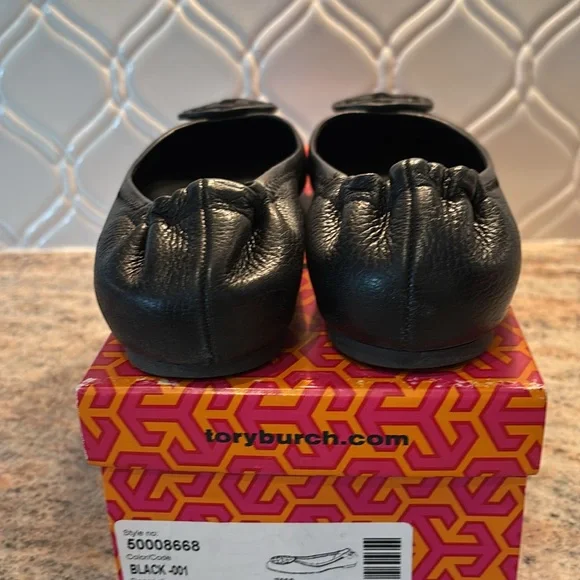 Tory Burch Reva tumbled leather black valet flat size 9 - Picture 5 of 5
